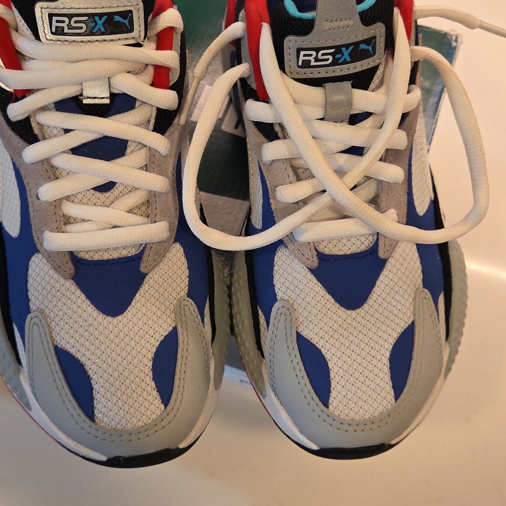 Puma Kids RS-X Blue, Red, and White Sneakers